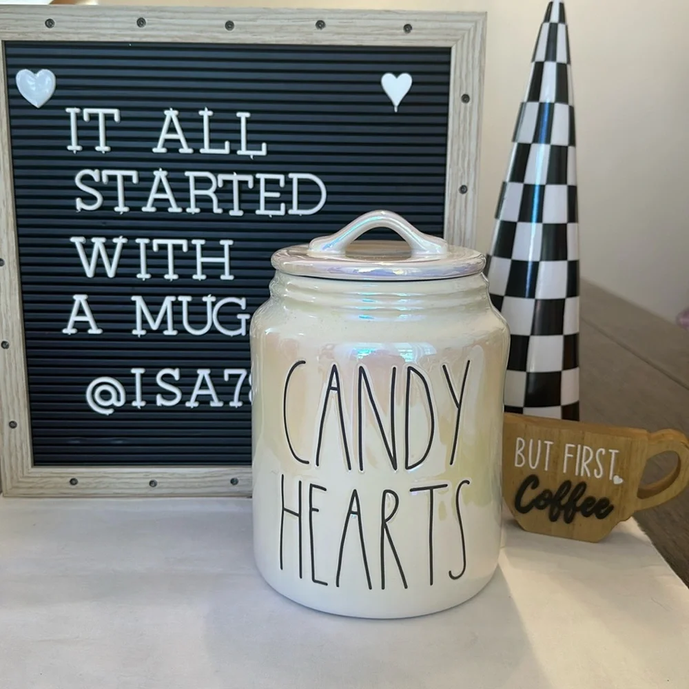 RAE DUNN CANDY HEARTS Iridescent Canister.